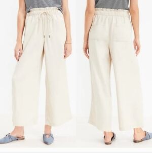 LOFT Elastic Waist Drawstring Pants Wide Leg Color Tan / Beige Size L